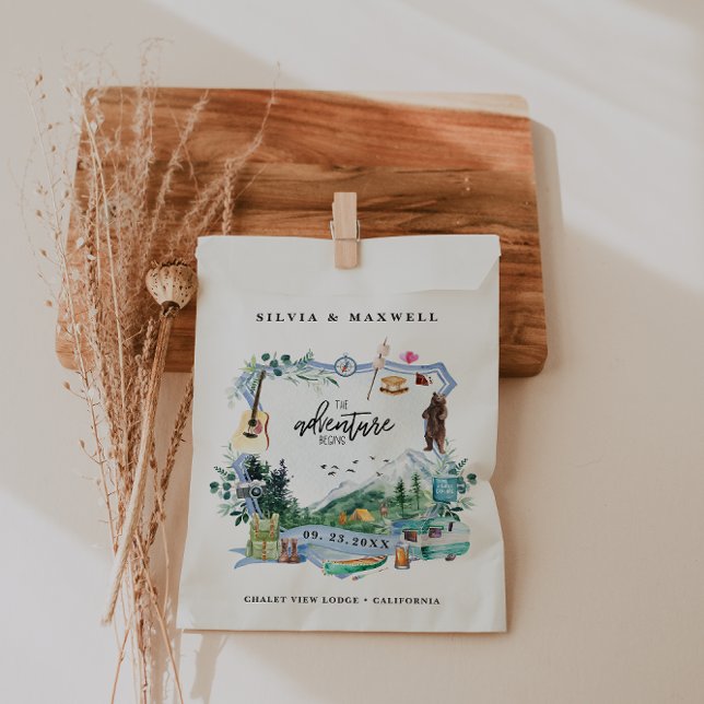 Rustic Forest Mountain | Camping Wedding Crest Favor Bag (Creator Uploaded)