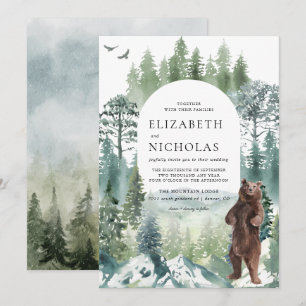 Rustic Forest Mountain Camping Wedding Invitation