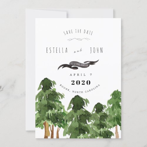 Rustic Forest Mountain Save the Date Wedding Invitation