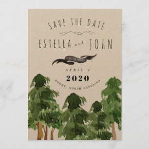 Rustic Forest Mountain Save the Date Wedding Invitation