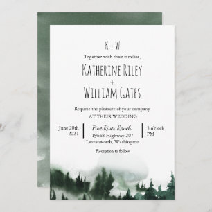 Rustic Forest Mountain Wedding Invitation