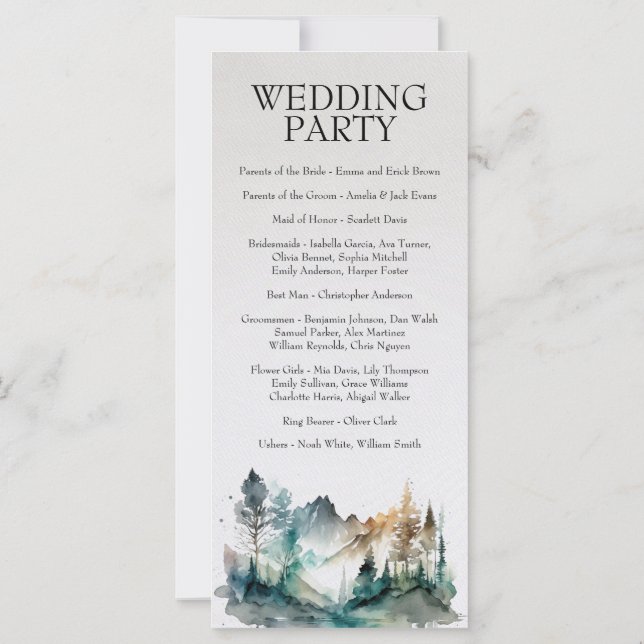 Rustic Forest Mountain Wedding Program (Back)