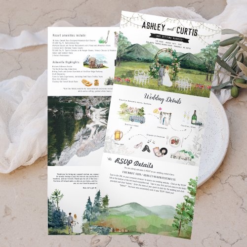 Rustic Forest Mountain Wedding Tri_Fold Invitation