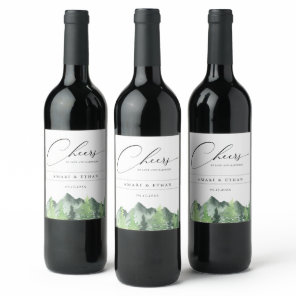 Rustic Forest Mountain Wedding Wine Label