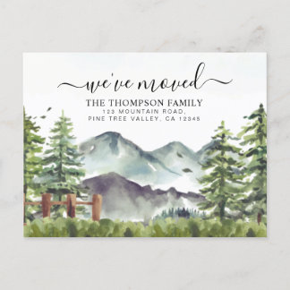 Rustic Forest Mountain We've Moved New Home Moving Announcement Postcard