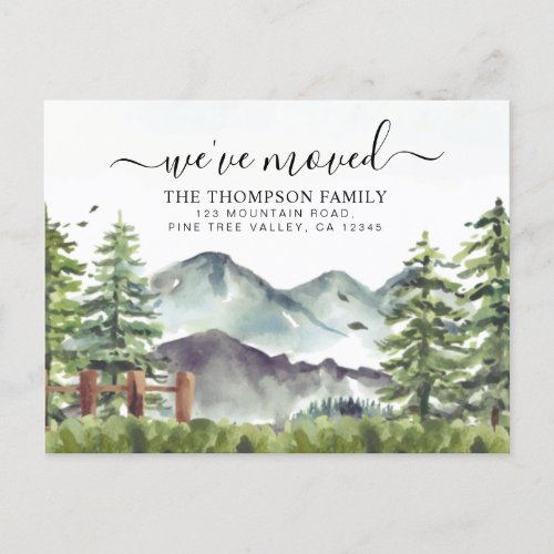 Rustic Forest Mountain Weve Moved New Home Moving Announcement Postcard