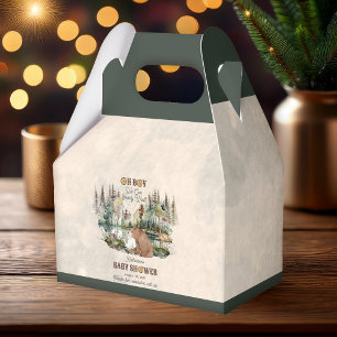 Rustic Forest Oh Boy Bearly Wait Baby Shower Favor Boxes
