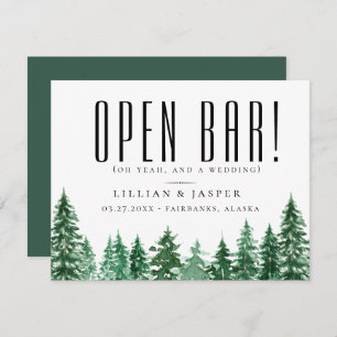 Rustic Forest OPEN BAR Save the Date Humor Announcement