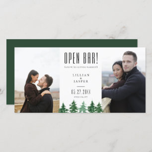 Rustic Forest OPEN BAR Save the Date Humor Announcement