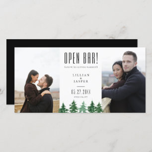 Rustic Forest OPEN BAR Save the Date Humor Announcement