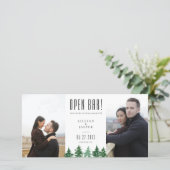 Rustic Forest OPEN BAR Save the Date Humor Announcement (Standing Front)