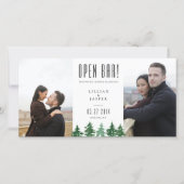 Rustic Forest OPEN BAR Save the Date Humor Announcement (Front)