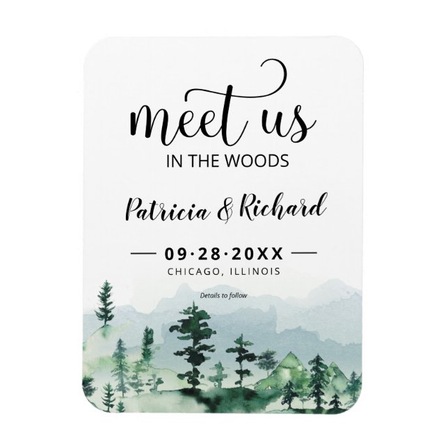 Rustic Forest Outdoor Wedding Save The Date Magnet (Vertical)