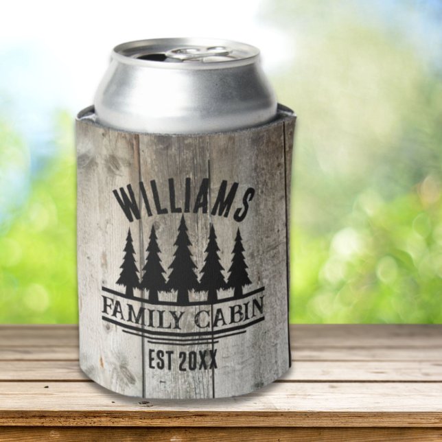 Rustic Forest Personalized Family Cabin Name Est Can Cooler (Rustic Forest Personalized Family Cabin Name Est Can Cooler)