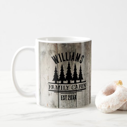 Rustic Forest Personalized Family Cabin Name Est Coffee Mug