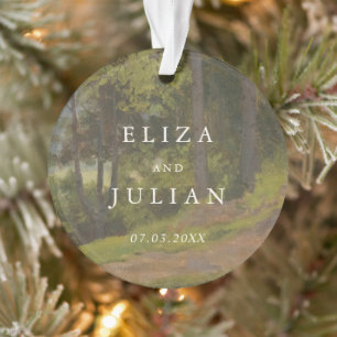 Rustic Forest Photo Elegant Wedding Ornament