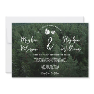 Rustic Forest Photo With Pinecones Nature Wedding Invitation