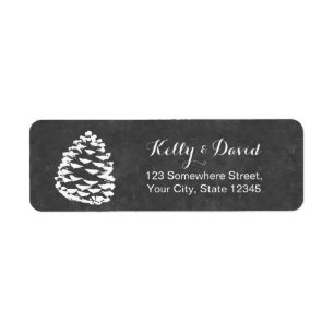 Rustic Forest Pine Cones Chalkboard Wedding Label
