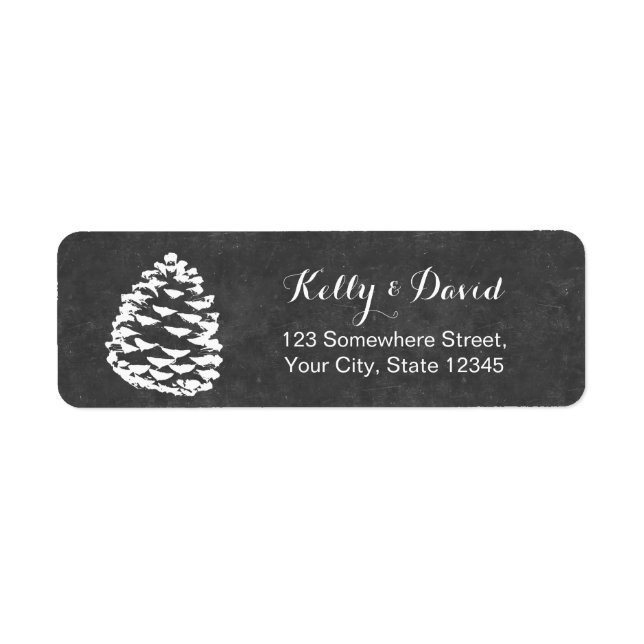 Rustic Forest Pine Cones Chalkboard Wedding Label (Front)