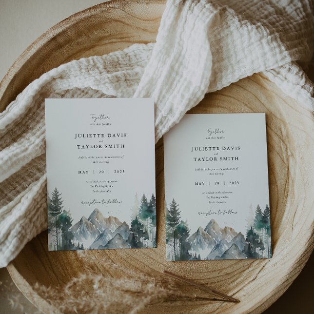 Rustic Forest Pine Mountain Wedding Invitation (Creator Uploaded)