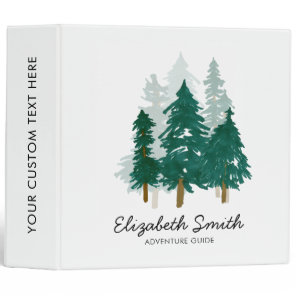 Rustic Forest Pine Tree Woodland Watercolor Script 3 Ring Binder