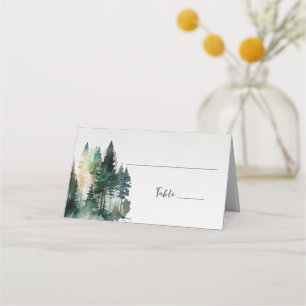 Rustic Forest Pine Trees Place Card