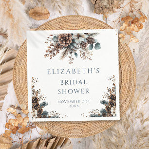 Rustic Forest Pinecones Floral Bridal Shower Napkins