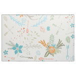 Rustic Forest Pink Coral Green Deer Antler Floral Fabric