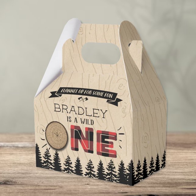 Rustic Forest Plaid Lumberjack Boys 1st Birthday Favor Boxes (Creator Uploaded)