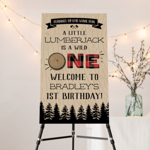 Rustic Forest Plaid Lumberjack Boys 1st Birthday Foam Board