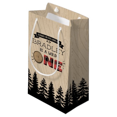 Rustic Forest Plaid Lumberjack Boys 1st Birthday Small Gift Bag