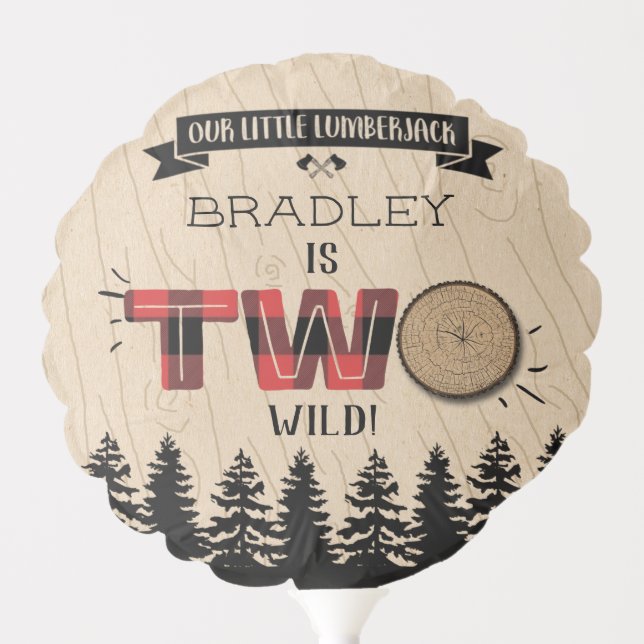Rustic Forest Plaid Lumberjack Boys 2nd Birthday Balloon (Front)