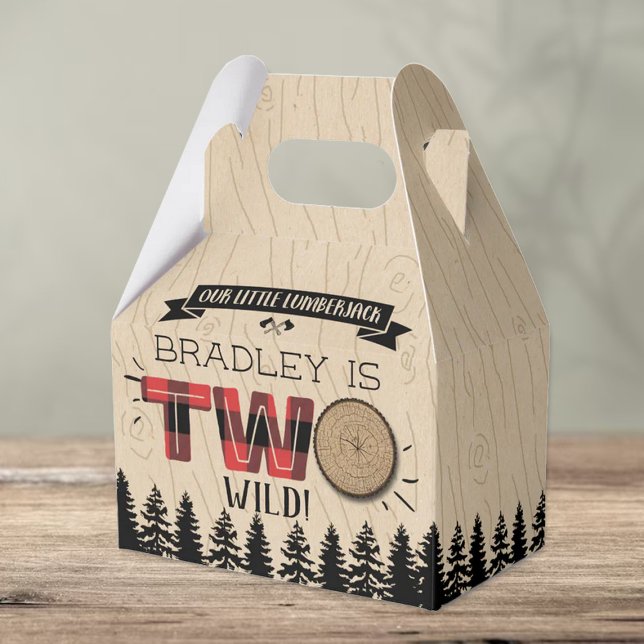 Rustic Forest Plaid Lumberjack Boys 2nd Birthday Favor Boxes (Creator Uploaded)