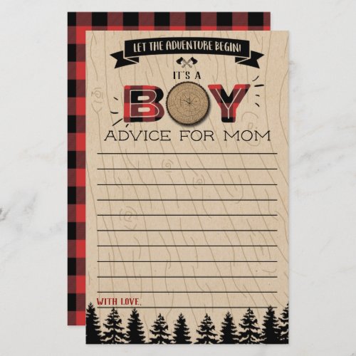 Rustic Forest Plaid Lumberjack Boys Baby Advice