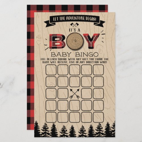 Rustic Forest Plaid Lumberjack Boys Baby Bingo