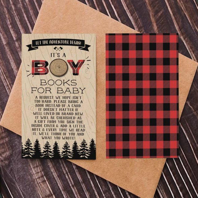 Rustic Forest Plaid Lumberjack Boys Baby Shower Enclosure Card (Creator Uploaded)