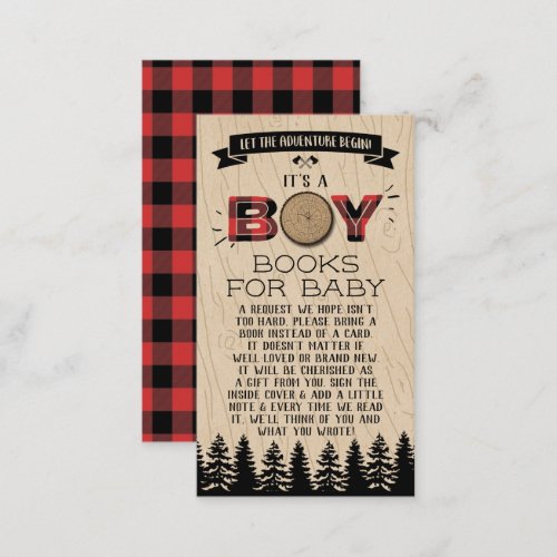 Rustic Forest Plaid Lumberjack Boys Baby Shower Enclosure Card