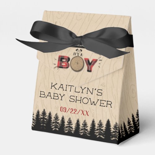 Rustic Forest Plaid Lumberjack Boys Baby Shower Favor Boxes