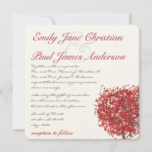 Rustic Forest Red Tree Wedding Invitation