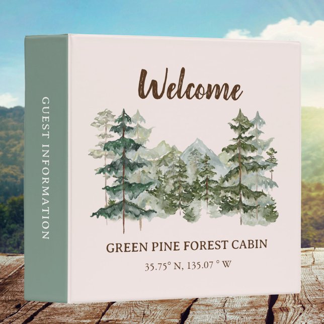 Rustic Forest Rental Cabin Guest Information 3 Ring Binder (In situ)