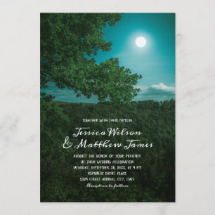 Rustic Forest Romantic Moon Country Nature Wedding Invitation