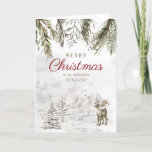 Rustic Forest Snow Mountain Husband Christmas Holiday Card<br><div class="desc">Rustic Forest Snow Mountain Husband Christmas Holiday Card.  This romantic husband Christmas card has it all.  Looking out from the forest you see a snow capped mountain with a reindeer.  A modern,  bright and rustic keepsake card.</div>