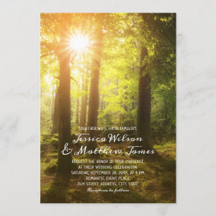 Rustic Forest Spring Tree Greenery Country Wedding Invitation