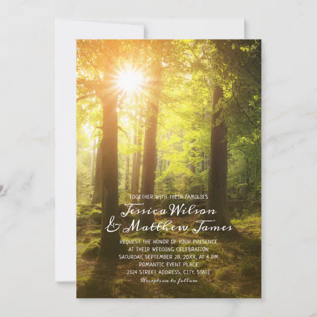 Rustic Forest Spring Tree Greenery Country Wedding Invitation | Zazzle