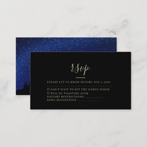 Rustic Forest Starry Night Wedding Rsvp Card