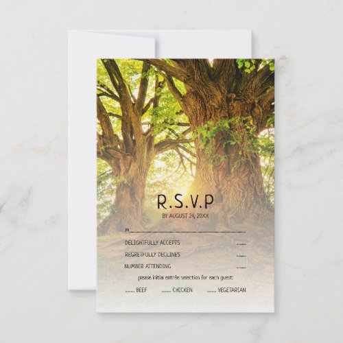 Rustic Forest Summer Tree Greenery Country RSVP Card
