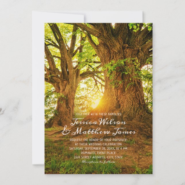 Rustic Forest Summer Tree Greenery Country Wedding Invitation (Front)