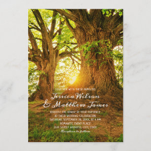 Rustic Forest Summer Tree Greenery Country Wedding Invitation