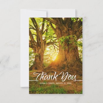 Rustic Forest Summer Tree Greenery Country Wedding Thank You Card by superdazzle at Zazzle