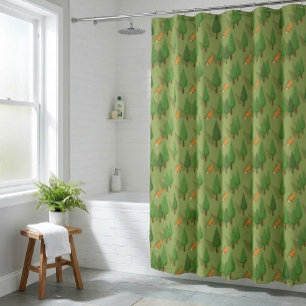 Rustic Forest-Themed Shower Curtain